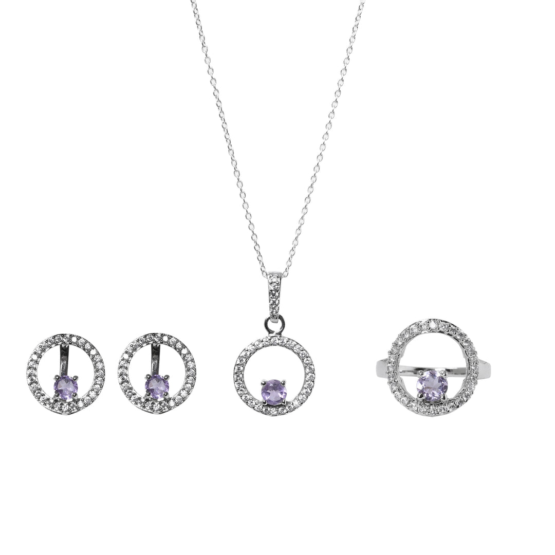925 Silver Amethyst Jewelry Set for Women | Gift