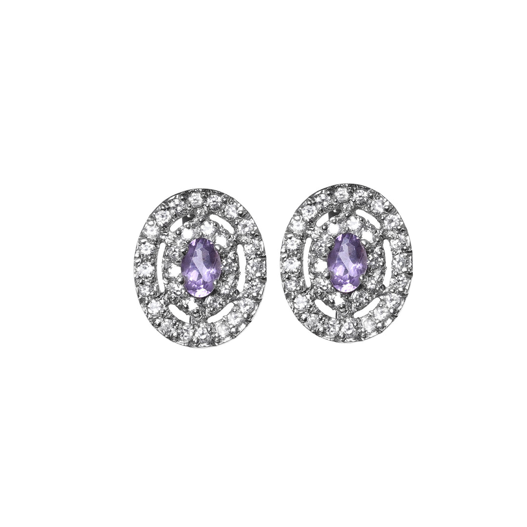 925 Silver Amethyst Jewelry Set | Stud Earrings, Pendant, Ring