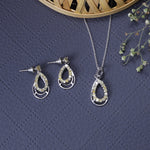 将图像加载到图库查看器中， 925 Silver Teardrop Earrings &amp; Pendant Set | Yellow Gemstone
