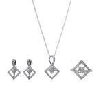 将图像加载到图库查看器中， 925 Silver Diamond Set (Earrings, Necklace, Ring) | Women's Jewelry
