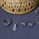 将图像加载到图库查看器中， 925 Silver Amethyst Jewelry Set for Women | Gift Set
