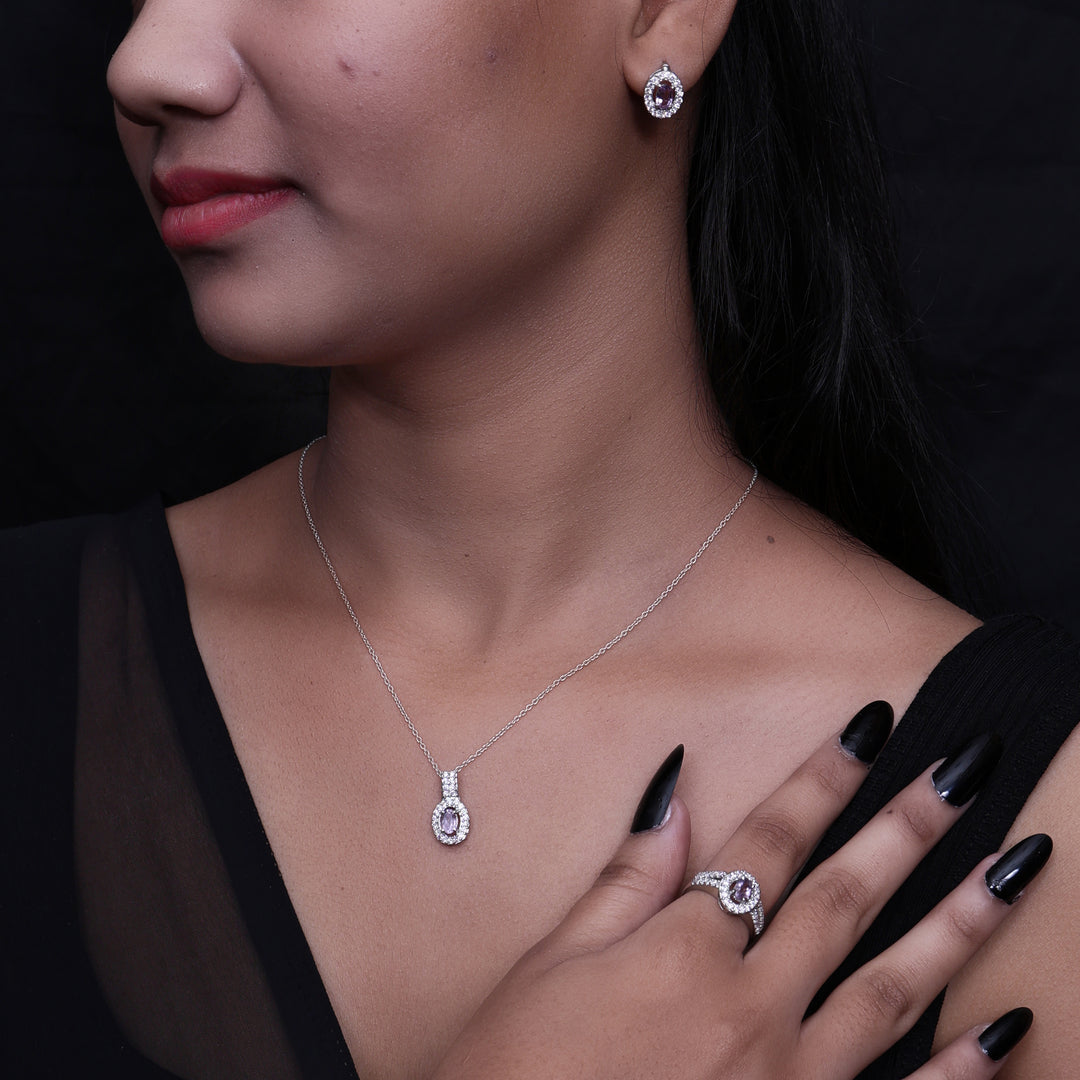 925 Silver Amethyst Jewelry Set for Women | Gift Set