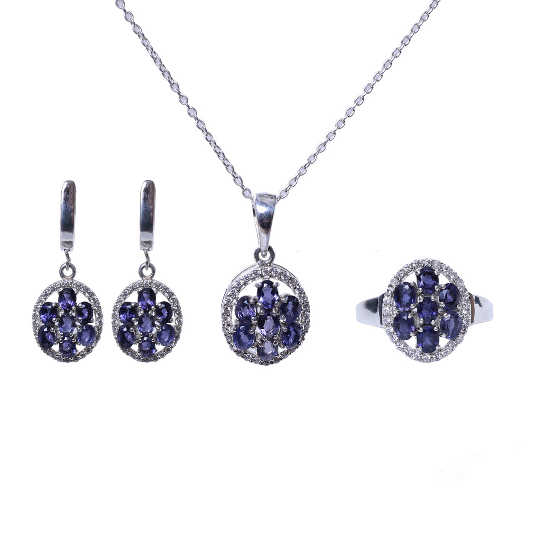 925 Silver Blue Gemstone Jewelry Set for Women | Gift Idea