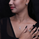 Load image into Gallery viewer, Silver Ruby Jewelry Set | Earrings, Necklace, Ring | Gift
