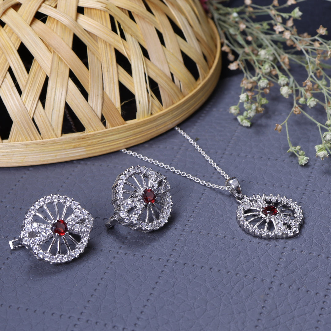925 Silver Cubic Zirconia Cufflinks & Pendant Set | Gift for Him