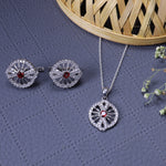 Load image into Gallery viewer, 925 Silver Cubic Zirconia Cufflinks &amp; Pendant Set | Gift for Him
