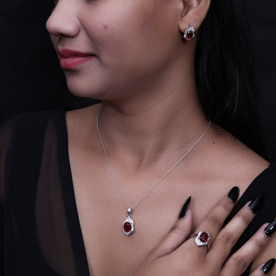 925 Silver Pink Gemstone Jewelry Set for Women | Gift