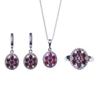 Load image into Gallery viewer, 925 Silver Ruby Jewelry Set | Earrings, Necklace &amp; Ring for Women
