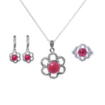 Load image into Gallery viewer, 925 Silver Pink Gemstone Flower Jewelry Set for Women | Gift
