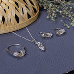 将图像加载到图库查看器中， Silver Citrine Jewelry Set: Earrings, Necklace, Ring | Gift Set
