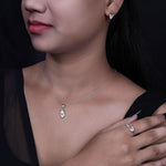 将图像加载到图库查看器中， Silver Citrine Jewelry Set: Earrings, Necklace, Ring | Gift Set
